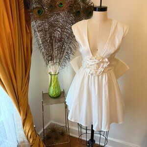 floral mini bow back dress